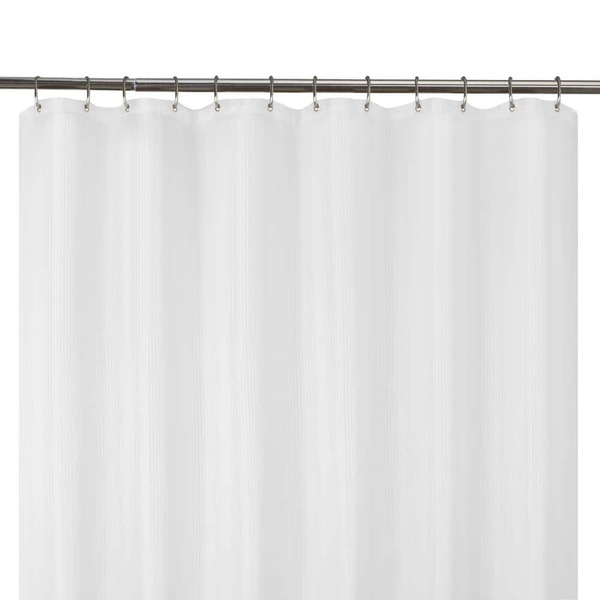 Zenna Home 72 In. L X 70 In. W 100% Waterproof Striped Fabric Shower Curtain Liner In White