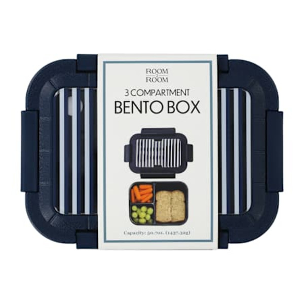 Room 2 Room 3-Compartment Bento Box, 50.7 oz Capacity