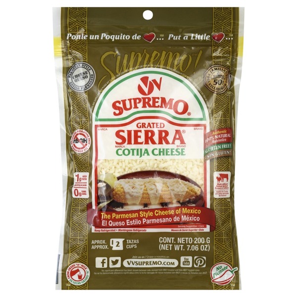V&V Supremo Cheese, Grated, Sierra Cotija (7.06 oz) Instacart