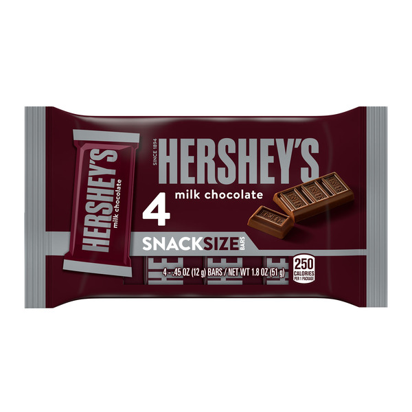 Hershey's Milk Chocolate Snack Size, Candy Bars, .45 oz (4 Count)