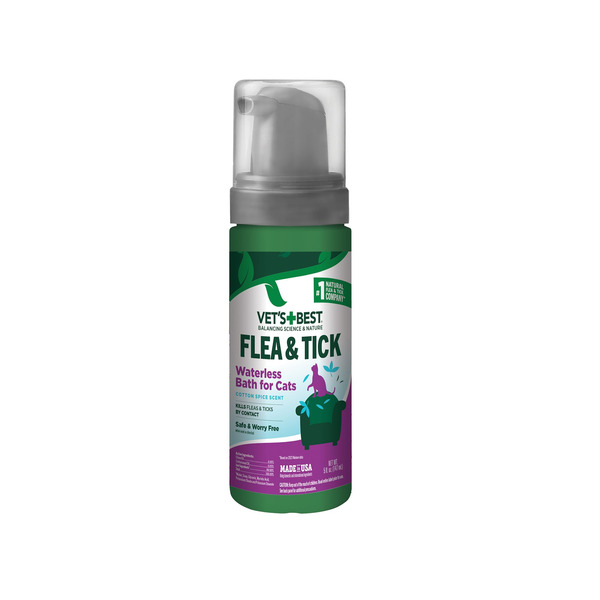 Vet's Best Flea & Tick Cat Cotton Spice Scen Waterless Bath