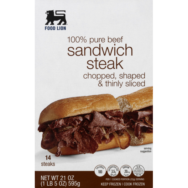 Food Lion Sandwich Steak, Chopped, Shaped & Thinly Sliced, Box (21 oz