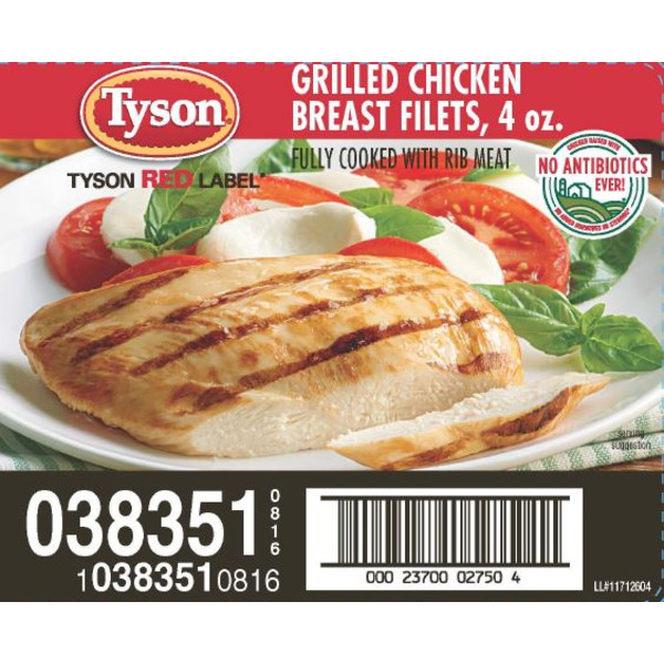 Frozen Tyson - NAE Fully Cooked, Grilled Breast Filets 4 oz., 40 Pieces- 10 lbs