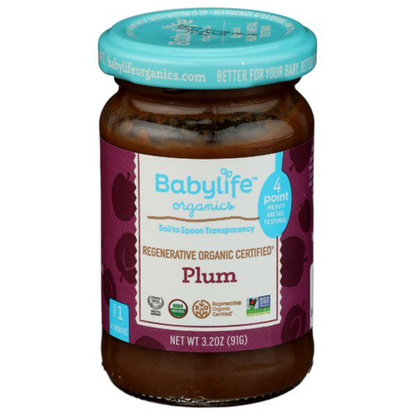 Babylife Organics Organic Plum Stage 1 Baby Food Jar