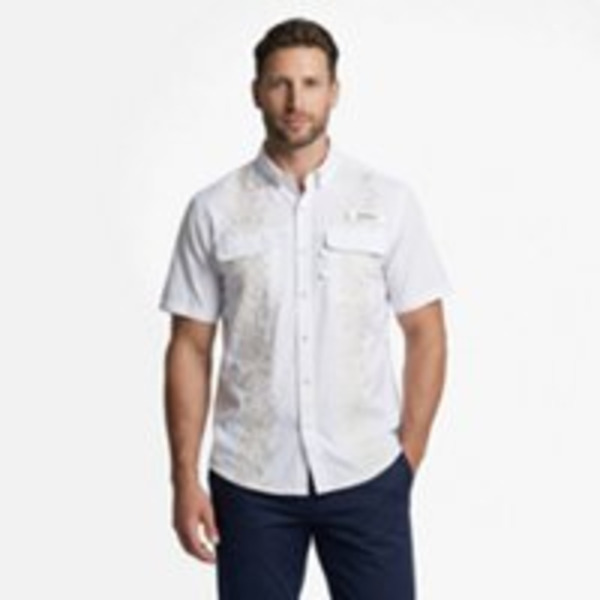 Magellan Outdoors Men's Laguna Madre Flores Button-Up Fishing Shirt, L