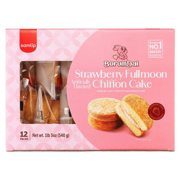 Samlip Strawberry Fullmoon Chiffon Cake, 19.04 oz