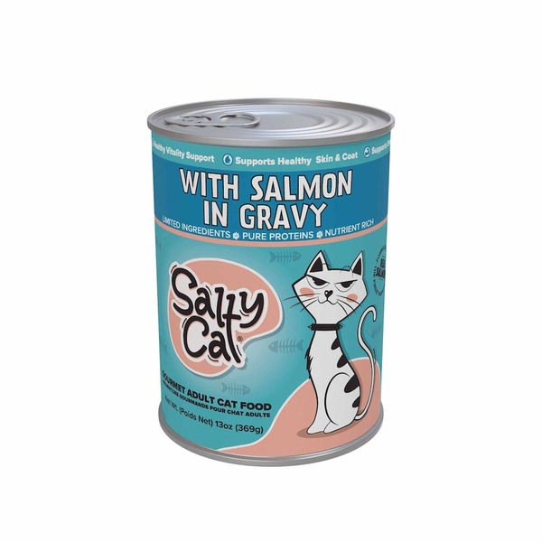 Salty Cat In Gravy Dinner With Salmon Premium Gourmet Adult Cat Food