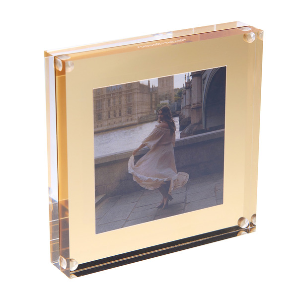 russell+hazel Clear Acrylic Photo Frame, 4 x 4 Inch - Gold