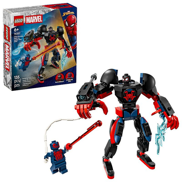 LEGO Marvel Miles Morales Mech vs. Spider-Man 2099 Building Toy Set 76337, 135 Piece