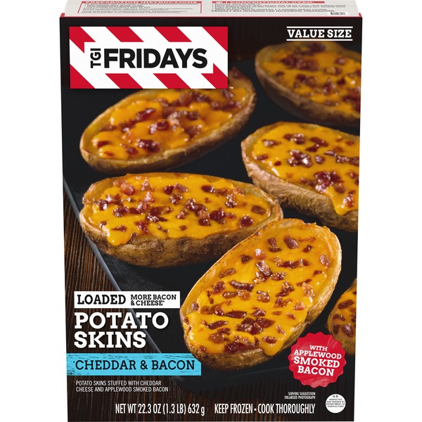 Tgif Loaded Cheddar Bacon Potato Skins Value Size Frozen Snacks 22 3 Oz Instacart