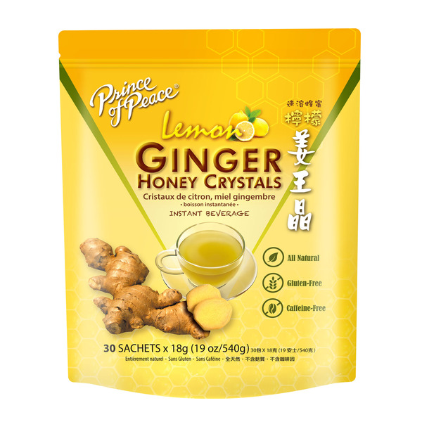 Prince of Peace Instant Beverage, Gluten Free, Ginger Honey Crystals, Lemon, Pouch