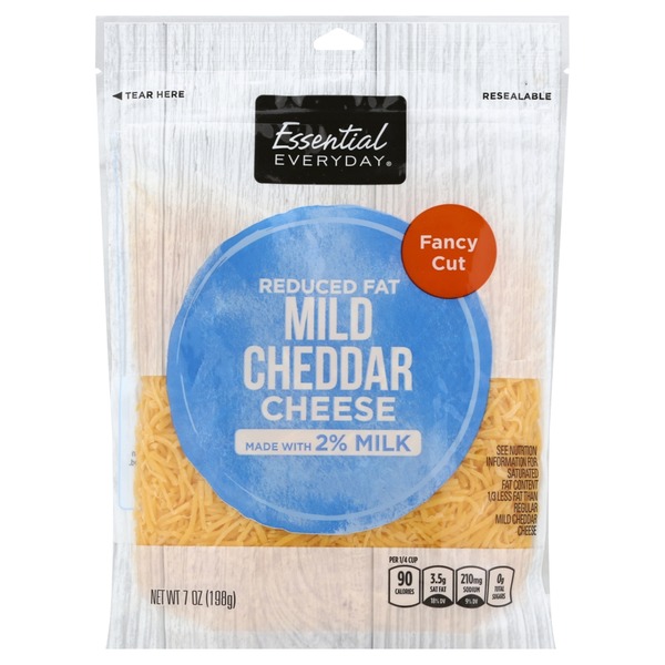 Essential Everyday Cheese, Reduced Fat, Mild Cheddar, Fancy Cut