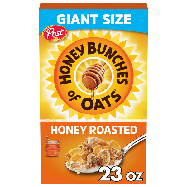Post Honey Bunches of Oats Honey Roasted Breakfast Cereal, Heart Healthy, Large Box
