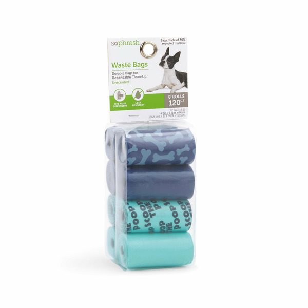 So Phresh 30R Unscented Bones-Print Blue Dog Waste Bag