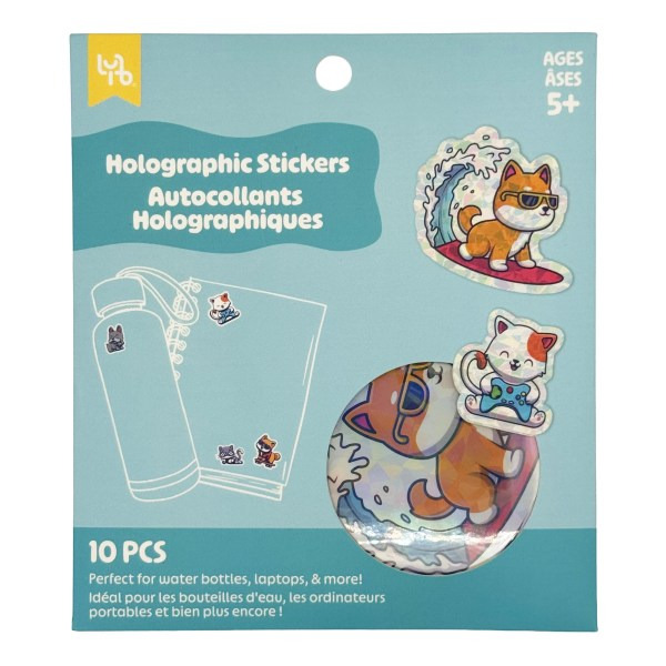 Little Yellow Bicycle Fun Pets Holographic Stickers, 10 Count