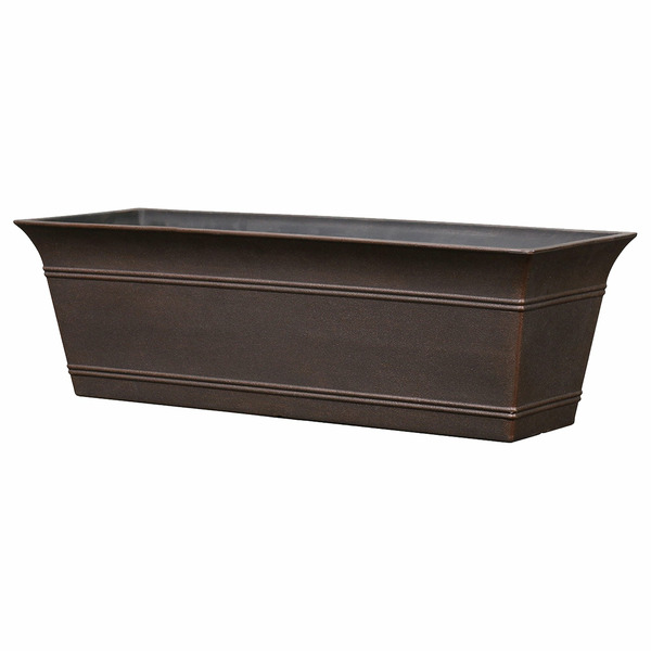 Style Selections 7.17-in W x 22.22-in L x 7.01-in H Rust Resin Rectangle Indoor Planter