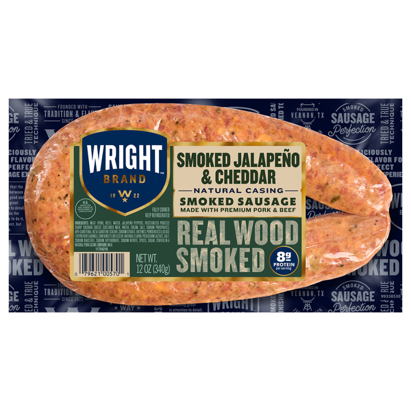 Wright Natural Casing Smoked Jalapeno & Cheddar Sausage
