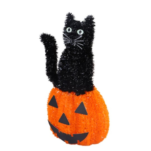Ashland Tinsel Cat on Jack-o'-Lantern Decoration