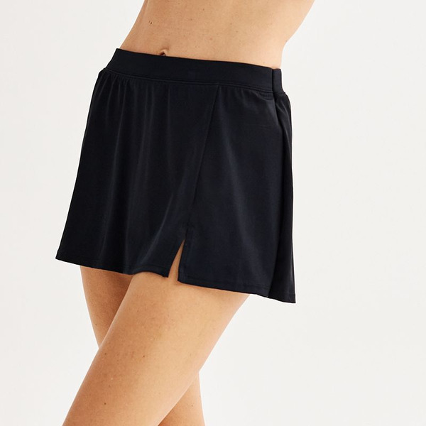 Bal Harbour Women's Bal Harbour Tummy Control Swim Skirtini, Size: XXL, Black