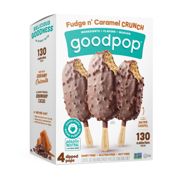 GoodPop Fudge n' Caramel Crunch, Dairy-Free Frozen Dessert Bars