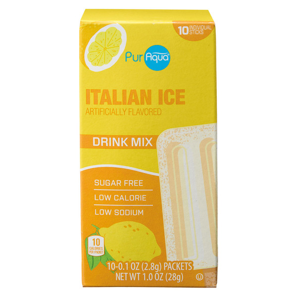 PurAqua Drink Mix Sticks, Lemon Italian Ice