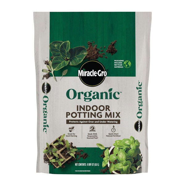 Miracle-gro Organic Indoor Potting Mix 8 Qt. Soil Protects Against Over/under Watering, For Houseplants, Seed Starting, Omri Listed