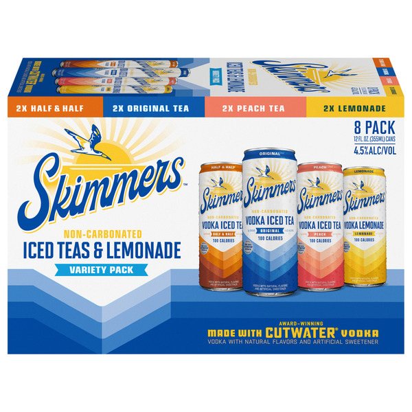Skimmers Four Flavor Vodka Iced Tea Variety Pack - Original, Peach