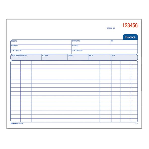 Adams 2 Part Carbonless Invoice Books - 8 1/2" x 7 1/4"