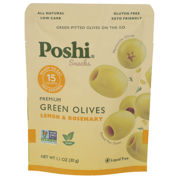 Poshi Veggie Snacks Lemon Rosemary Green Olives