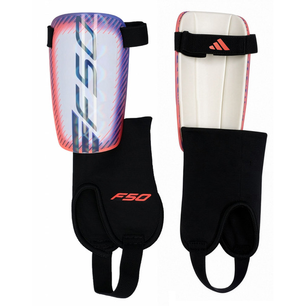 adidas F50 Match Junior Soccer Shin Guards, M - White/Solar Turbo/Solar Purple