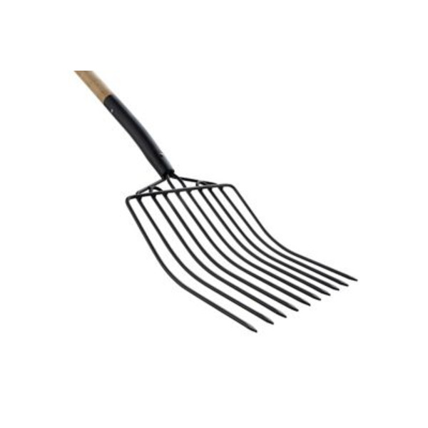 Ground Work 10.5 in. Carbon Steel Bedding Fork with Hardwood Handle, 10 Tine