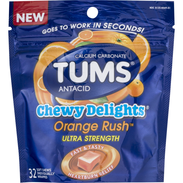 Tums Antacid Chewy Delights Orange Rush Ultra Strength (32 ct) Instacart