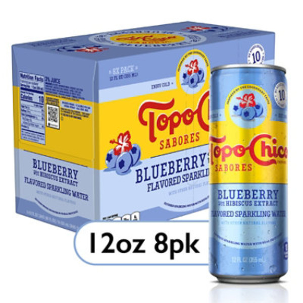 Topo Chico Sabores Blueberry with Hibiscus Extract Sparkling Water Cans