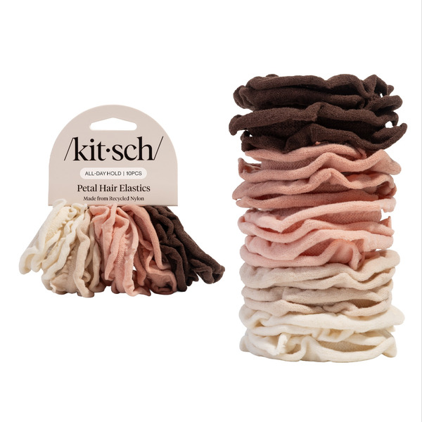 Kitsch Recycled Fabric Petal Hair Elastics - Blush