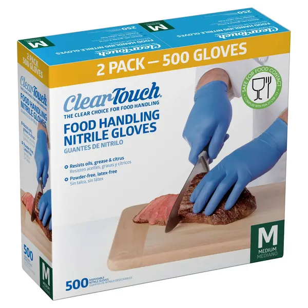 Clear-Touch Food Handling Nitrile Gloves, 500-count, Medium