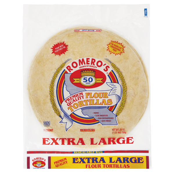Romero's Extra Large Burrito Tortillas