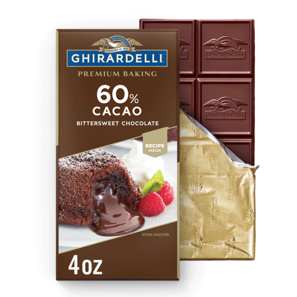 Ghirardelli Premium 60% Cacao Bittersweet Chocolate Baking Bar, 4 oz Bar