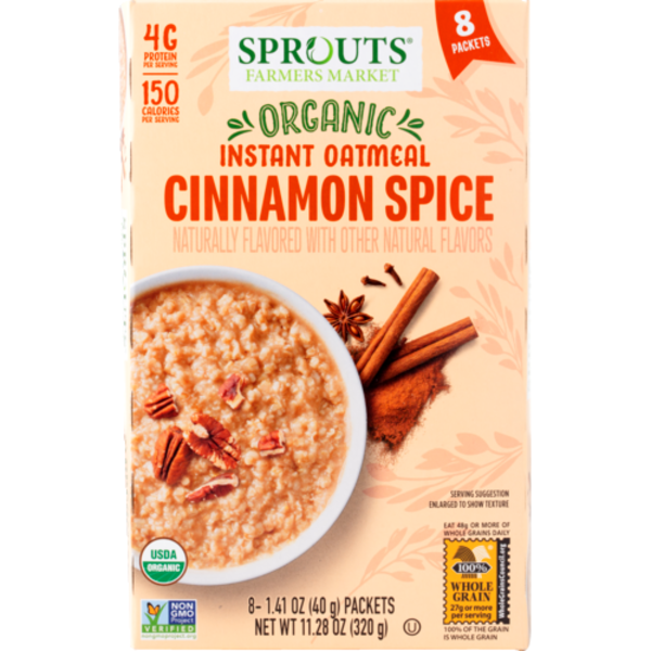Sprouts Organic Cinnamon Spice Instant Oatmeal 8 Pack