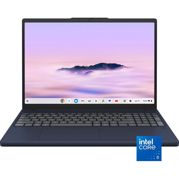 Lenovo Chromebook Plus 15.3" 2K Touchscreen Laptop, Intel Core 3 Processor, 8 GB RAM, 128 GB UFS – Cosmic Blue