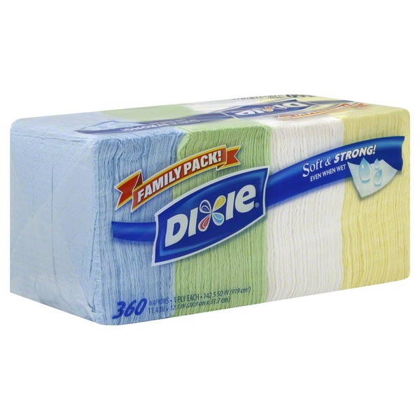 Dixie Napkins, Assorted Colors, Family Pack, 1Ply (360 ct) Instacart
