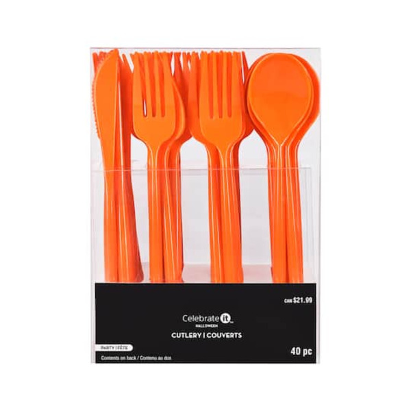 Celebrate It Halloween Orange Plastic Cutlery