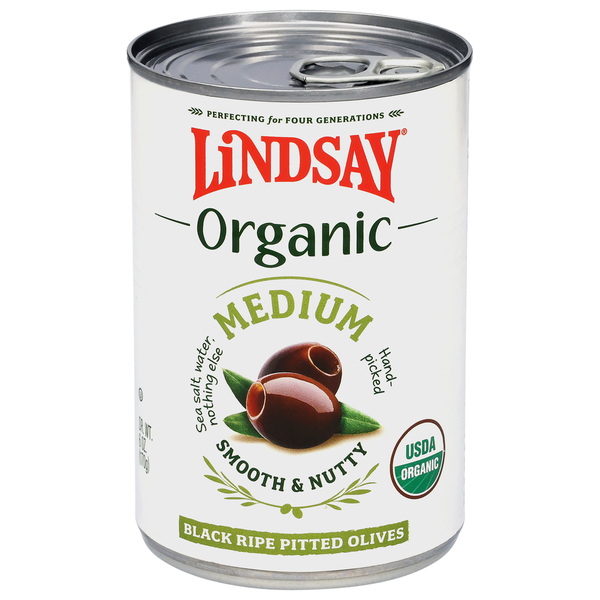 Lindsay Organic Medium Black Ripe Pitted Olives Same-Day Delivery