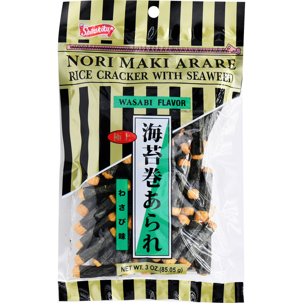 Shirakiku Rice Cracker with Seaweed, Wasabi Flavor