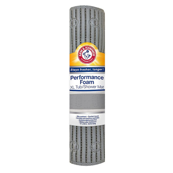 Arm & Hammer Performance Foam Ribbed Tub / Shower Mat, Gray