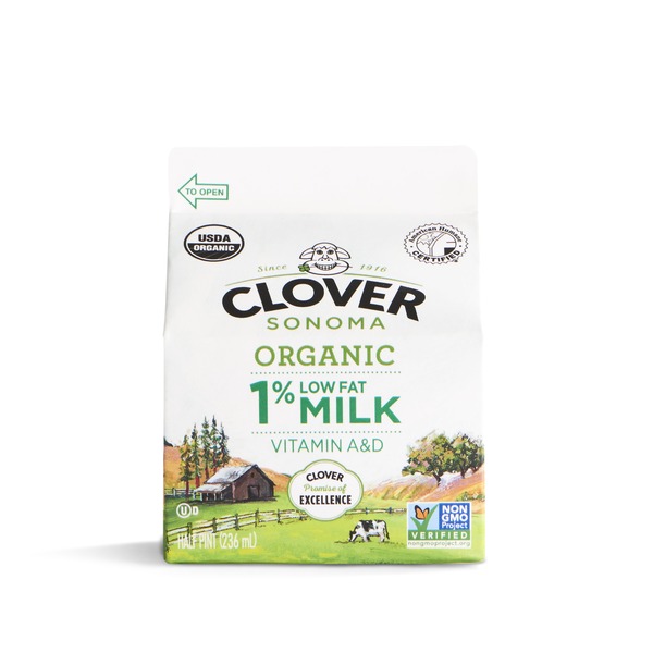 Clover Sonoma Organic 1% Milk Half Pint