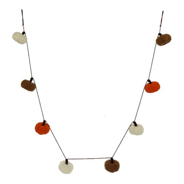 Ashland Orange, Cream & Brown Fabric Pumpkin Garland