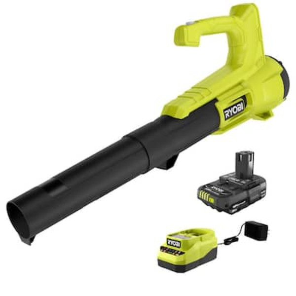 Ryobi One+ 18v 90 Mph 250 Cfm Cordless Battery Leaf Blower/sweeper With 2.0 Ah Battery And Charger