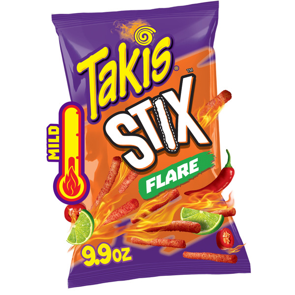 Takis Flare Stix 9.9 oz Sharing Size Bag, Chili Pepper & Lime Flavored Medium Spicy Corn Snack Sticks