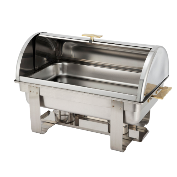 Winco - Dallas 8 Quart Chafer, Roll-Top, Stainless Steel, 25.79" x 14.17" x 15.75" - 1 Ct.