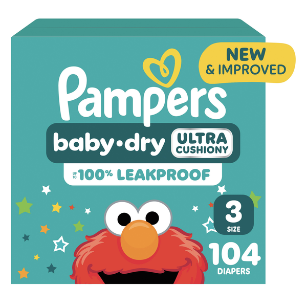 Pampers Baby Dry Ultra Cushiony Diapers, Size (13-26 lbs) Same
